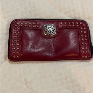 Brighton red leather zip wallet
